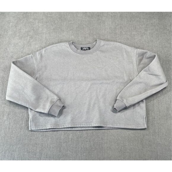 Vinyl Icons Sweatshirt Women M Gray‎ Glitter Cropped Top Minimalist Loungewear - Picture 1 of 8